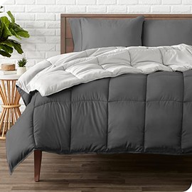 Bare Home Twin/Twin Extra Long Comforter - Reversible Colors - Goose Down Alternative - Ultra-Soft - Premium 1800 Series - All Season Warmth - Bedding Comforter (Twin/Twin XL, Grey/Light Grey)