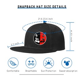 Barbell Workout Gym Snapback Hat for Mens Baseball Cap Black Men's Adjustable Backpack Flat Brim Snap Back Trucker Hat for Weight Lifting, Running, Cycling