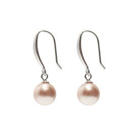 Schmuckwilli Pearl Earrings for Women and Girls - with Pink Round Pearls - Elegant Earrings with Shell Pearls MK Pearls for Any Occasion - Stud Earrings - Pearl Earrings for Women, Pearl Pearl Shell