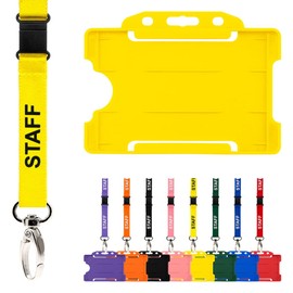CKB Ltd Staff Lanyard with Card Holder Double Pack ID Breakaway Safety Lanyards Neck Strap Swivel Metal Clip - Pull Quick Release Design (Yellow)
