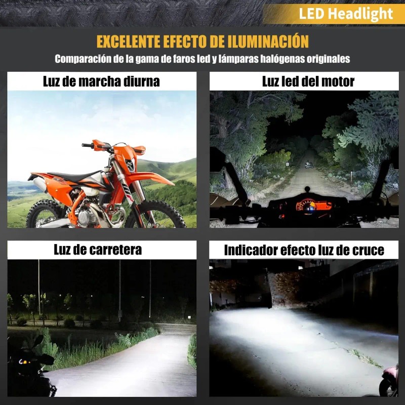 Faro Motocicleta De Led Carcasa Negra Para Ktm Exc Mx