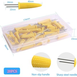 Stainless Steel Corn Holders, 20Pcs Corn Cob Holders Stainless Steel Corn on The Cob Holders BBQ Fork Skewers,Corn Holders on The Cob Skewers,Cob Holder Corn on The Cob Skewers with Storage Box