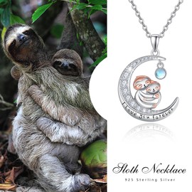KINGWHYTE Sloth Necklace 925 Sterling Sliver Animal Monkey/Sloth Gifts Animal Jewelry For Women Monkey Necklace