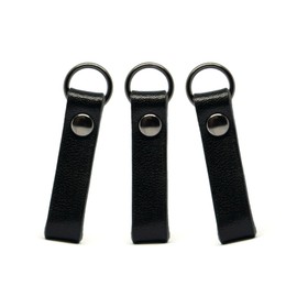 Tochigi Leather Zipper Pulls, Set of 3, Simple Type, Cowhide Leather (Black/Black)