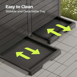 ComeWay 76 Gallon Outdoor Trash Can Waterproof Resin Garbage Can with Tiered Lid & Drip Tray Indoor and Outdoor Use Trash Bin for Patio Kitchen, Backyard & Deck, Black