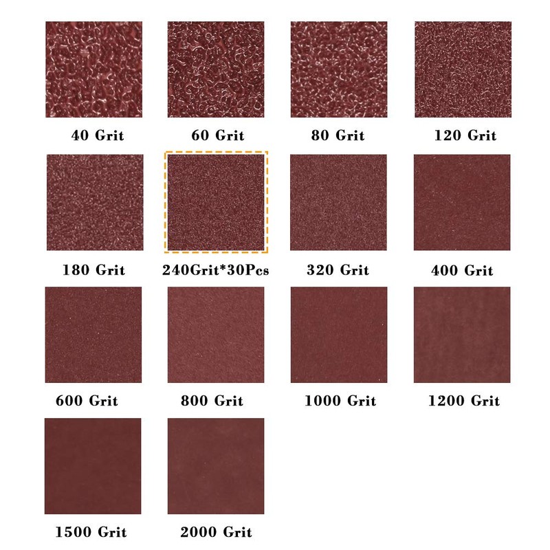 SPEEDWOX 30 Pcs Hook and Loop Triangle Sandpaper 240 Grit