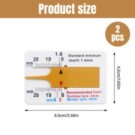 2 Pcs Tread Depth Gauge UK, Portable 0-20 mm Tyre Tread Depth Measuring, Tire Ruler Checker Adjustable Tyre Gauge Measurement Tool for Car Truck Motorcycle Checker