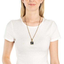 Jewels by Leonardo Lira Necklace Stainless Steel 1 Piece Gold-Coloured Link Chain with Toggle Clasp and Marble Pendant Anthracite, Women's Jewellery, 022172, Stainless Steel, No Gemstone