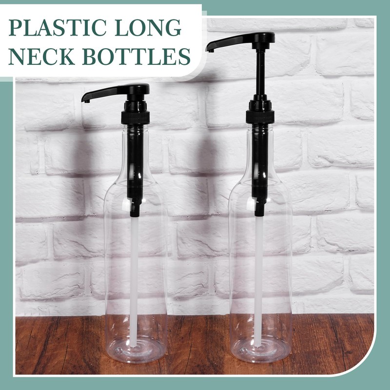 Maxdot 6 Pcs 25 oz Syrup Bottles with Pump Plastic