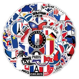 France Stickers for Laptop(50 Pcs),Gift for Kids Teens Adults Girl,French Flag Waterproof Stickers for Water Bottle,Vinyl Stickers for Scrapbook,Journal,Dairy,Skateboard