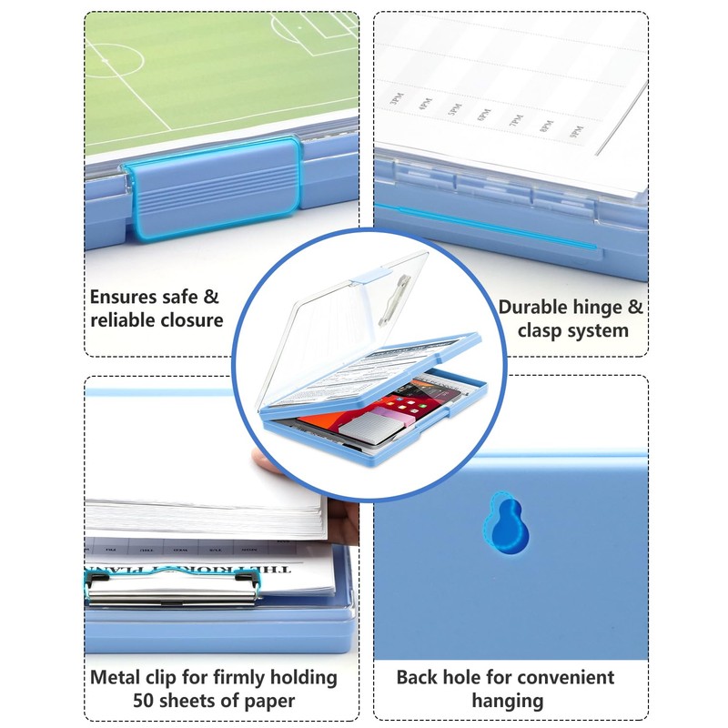 Clearview Clipboard with 2 Storage, Dry Erase 8.5x11 Heavy Duty