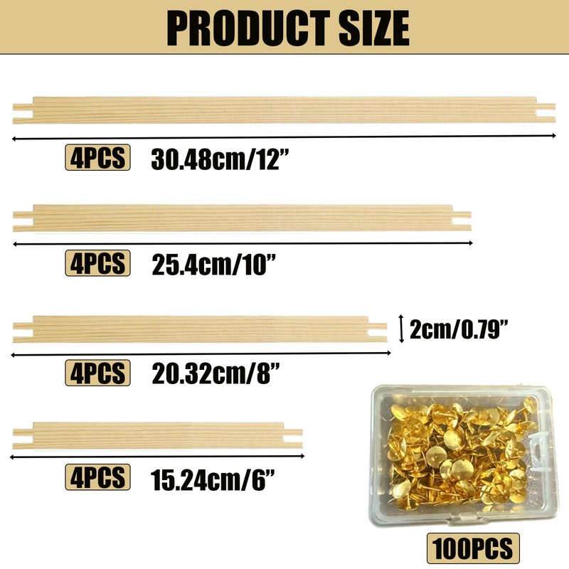 6"/8"/10"/12" Needlepoint Stretcher Bars for Needlework with 100 Tacks, 16PCS