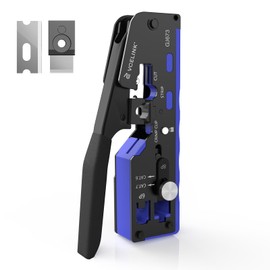 VCELINK RJ45 Crimp Tool, All-In-One Ethernet Crimper for CAT7/CAT6A/CAT6/CAT5E/CAT5, No Screwdriver Needed RJ45 and RJ11/RJ12 Crimping Tool with An Adjustable Knob
