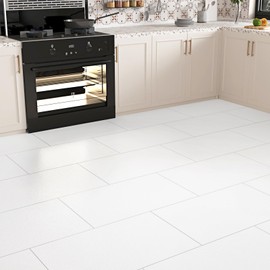 Skyblur White Vinyl Floor Tiles15 PCS Peel and Stick Waterproof Flooring for Bathroom Easy DIY Installation Floor Tiles for Kitchen Adhesive Sheets Removable Flooring Sticky Tiles 12"x24"