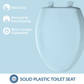 Bemis Classic Colors Slow Close Toilet Seat, Easy Clean Hinges and Durable Plastic Seat, Made in USA, Elongated, Dresden Blue