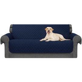 CHUN YI Sofa Slipcover Reversible Couch Cover for Dogs Quilted Sofa Cover with Elastic Washable Straps Furniture Protector for Living Room for Cat Pets Kids Children (Navy, Sofa)