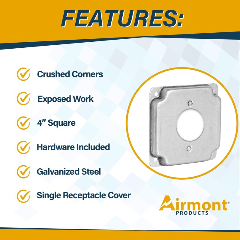 Outlet Box Kit, Includes 4x4'' Drawn Metal Electrical Box, 2