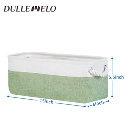 DULLEMELO Toilet Paper Storage Basket, Toilet Paper Basket for Back of Toilet, Bathroom Storage Basket for Cosmetics Towels Toilet Paper, Toilet Tank Basket with Rope Handles for Toilet(White&Green)