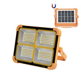 100W LED Work Solar Light - Portable with Magnetic Worklight with 5 Modes 180° Adjustable Bracket & Hidden Hook, Solar/USB Rechargeable for Warehouse Garage Camping Fishing