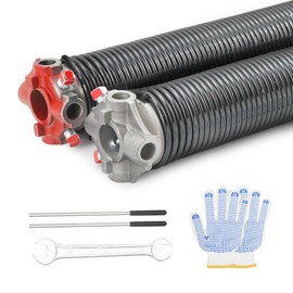 VEVOR Garage Door Torsion Springs, Pair of 0.218 x 2 x 24inch, Garage Door Springs with Non-Slip Winding Bars, 16000 Cycles, Gloves and Mounting Wrench, Electrophoresis Coated for Replacement