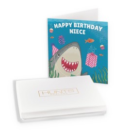 Hunts England - Luxury Boxed Niece Cute Shark Birthday Card - Happy Birthday - Niece - Childrens - Kids Birthday Card - Ocean Collection - Card In Keepsake Box