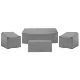 Crosley Furniture Patio Furniture Covers, Waterproof 4-Piece Cover Set for Outdoor Chairs, Sofa, Table, Gray
