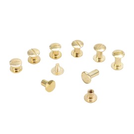LEO's - Pack of 100 Premium Book Screws 10 mm in Brass Colour - Bookbinding Screws Book Rivets Brass-Plated - Screw Rivets Chicago Screws with 5 mm Shaft Diameter - Book Rivets for Screwing
