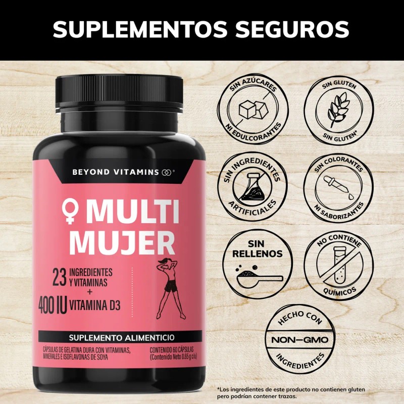 Multi Vitaminico Mujer Contiene Goji, Bilberry, Mangosta, Magnesio Complex, Biotina,