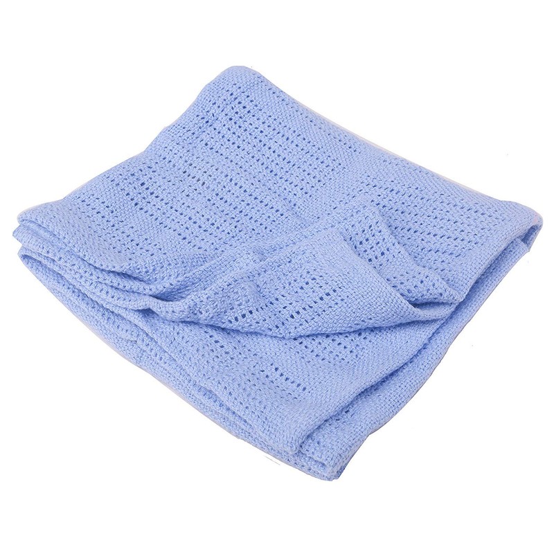 Premium Quality 100% Cotton Cellular Blanket,to Fit (Pram/Cot/Cotbed),Made in EU