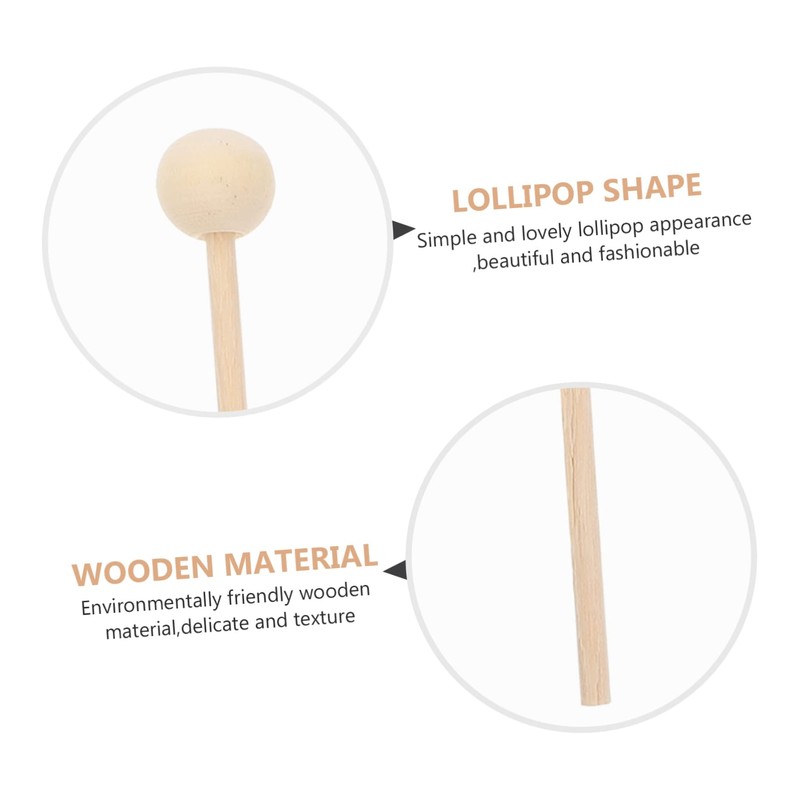 FELTECHELECTR 100pcs Wooden Lollipop Sticks DIY Decorations for Happy and