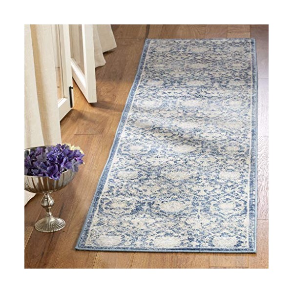 Safavieh Brentwood Collection BNT896N Runner, 2' x 12', Navy/Cream
