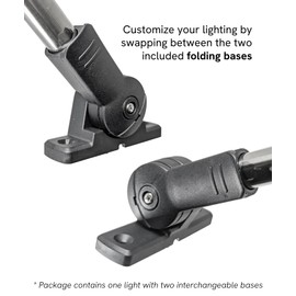 Pactrade Marine Adjustable Folding All Round Anchor Stern Light LED Navigation Stainless Steel Pole Pontoon Boat (Dual Folding Bases (H=16”))