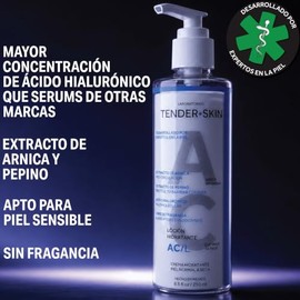 Tenderskin AC Loción Hidratante Diaria para Rostro y Cuerpo | Piel Normal a Muy Seca | Ceramidas Esenciales, Extracto de Arnica & Pepino y Ácido Hialu