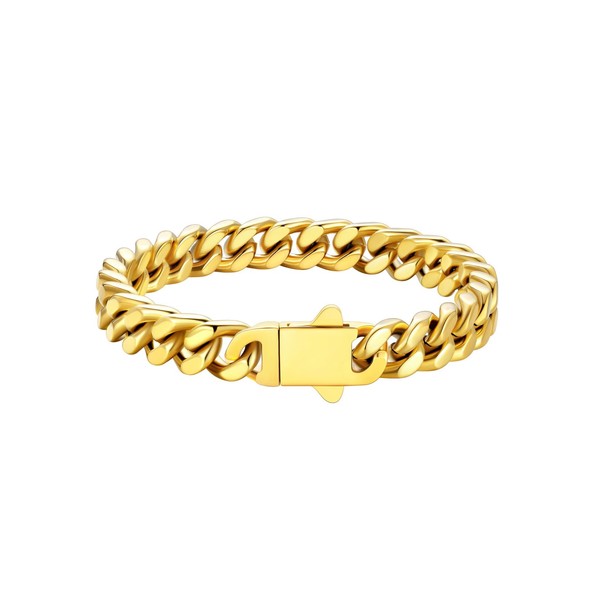 Gold Chain Bracelet for Men,Mens Cuban Link Chain Bracelet,Gold Mens