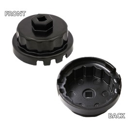 Havgufil Aluminum 64.5mm Oil Filter Wrench for Toyota Camry, Lexus, Tundra, 4Runner, Tacoma, RAV4 and More, 14 Flutes, 4 Slots for 2.0L-5.7L Engine, 3/8 Inch Square, Black