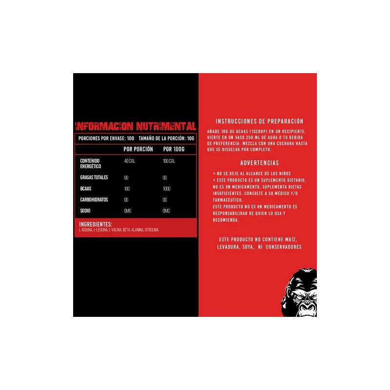 Pre Entreno Bcaas Strong Protein 1kg 100servicios