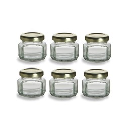 Nakpunar 6 pcs, 1.5 oz Mini Oval Hexagon Glass Jars for Jam, Honey, Wedding Favors, Shower Favors, Baby Foods, DIY Magnetic Spice Jars