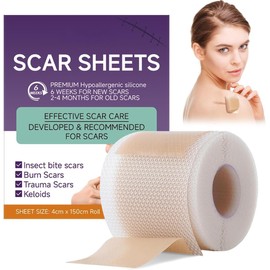 Cinta de silicona para cicatrices, (rollo de 4cm x 1.5 m) Parches silicona cicatrices para todo tipo de cicatrices,Reutilizable,Cinta de eliminación de cicatrices desnudas Elimina cicatrices antiguas y nuevas