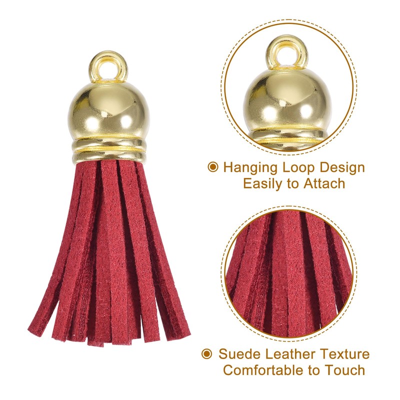 sourcing map 30Pcs 1.5 Inch Leather Tassels Keychain Charm with