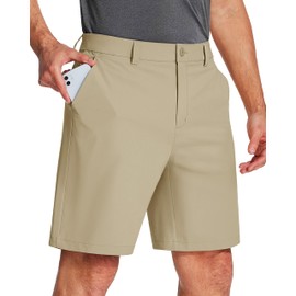 MAGCOMSEN Men's Quick Dry Shorts Stretch Golf Shorts Summer Casual Shorts Classic-Fit Work Shorts Athletic Sweat Shorts Khaki 38