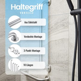 Stahlia Grab Rail Diameter 30 mm Brushed Stainless Steel 350 mm Hand Towel Rail for Seniors Standing Aid Shower Bath Handle