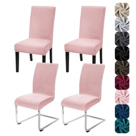 Alishomtll Juego de 4 fundas para sillas de comedor, fundas de terciopelo de alta elasticidad para sillas de comedor, fundas elásticas extraíbles y lavables, protector de silla para ceremonia de hotel