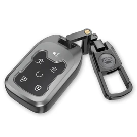 For Chevy GMC Key Fob Cover with Keychain.Compatible with 2023 2022 2021 2020 2019 GMC Sierra, Chevy Silverado 1500 2500HD 3500HD,No Screws Required for Installation.