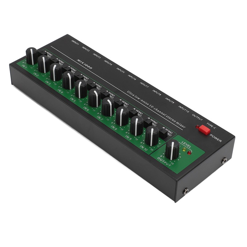 10 Channel Sound Mixer Independent Volume Control Knob Professional Multichannel