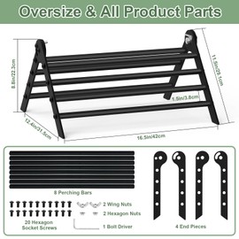 Adjustable Metal Chicken Perches, ULENDIS Heavy-Duty Chick Roosting Bar for Brooder & Coop, Baby Chicks Stand Toy Training Perches for Bird Parrot Hens Macaw (8 Roots)