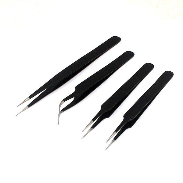 Precise Canada 4 Pcs ESD Tweezers Set Anti-Static Tweezers Stainless