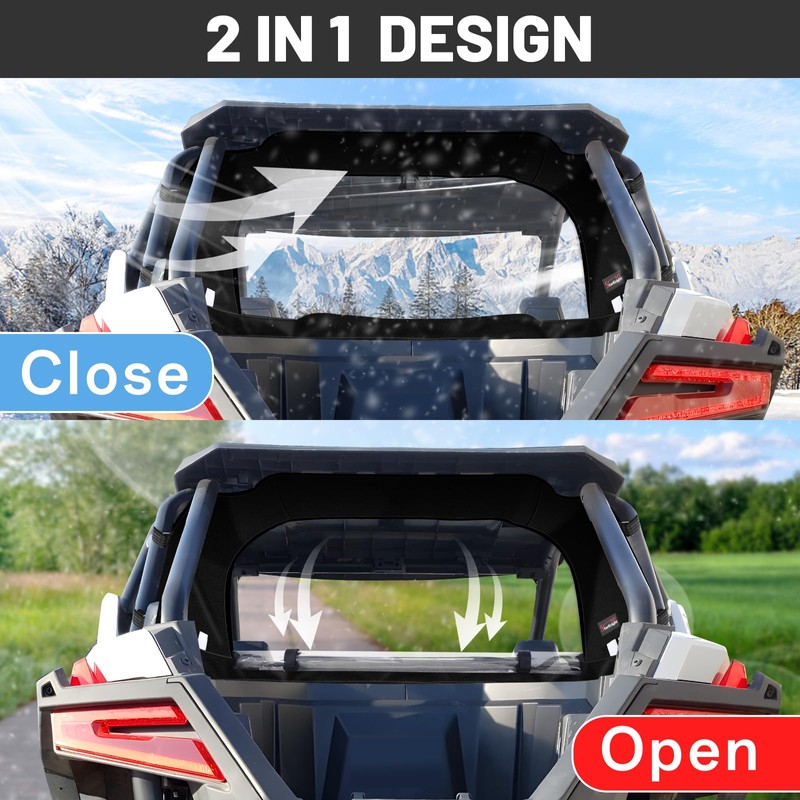 StarknightMT RZR Pro XP Soft Rear Windshield Compatible with 2020-2025