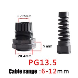 Cable Gland Connector, PG13.5 Plastic Wire Hole IP68 Waterproof Flex Spiral Strain Relief Protector for 6-12mm Dia Wire, 4pcs