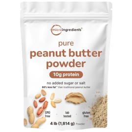 Pure PB Peanut Butter Powder, 4lbs (64oz) | 10g Protein & 88% Less Fat | No Added Sugar or Salt from Natural Fresh Roasted Peanuts | Mixes Easily for Peanut Butter Spread & Protein Powder | Non-GMO
