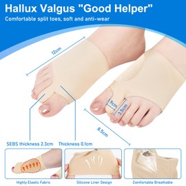 AXVRAV 2 Paar Hallux Valgus Schutz Bandage, Zehenspreizer Hallux Valgus, Korrekturbandage für Besseren Zehenkomfort, Ballenzehen Korrektur, Hallux Socken mit Silikonpads für Männer und Frauen